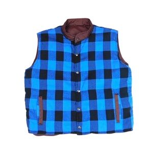 Vintage 90s Puffer Lumberjack Flannel Plaid Reversible Vest Men's size M